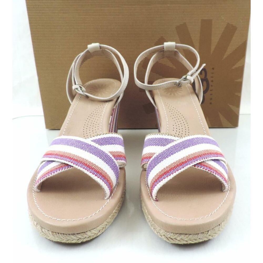 Women's Shoes UGG Australia Nyssa Espadrille Wedge Sandals Stripe Cream Size 8.5 - Picture 7 of 10